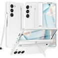 thumbnail image 1 of Samsung Z Fold 6 Case[with S Pen & with 9H Screen Protector & S Pen Slot]with Hidden Stand Heavy Duty Luxury Slim Protective Phone Cover for Women Men Case for Samsung Galaxy Z Fold6,2024,White, 1 of 14