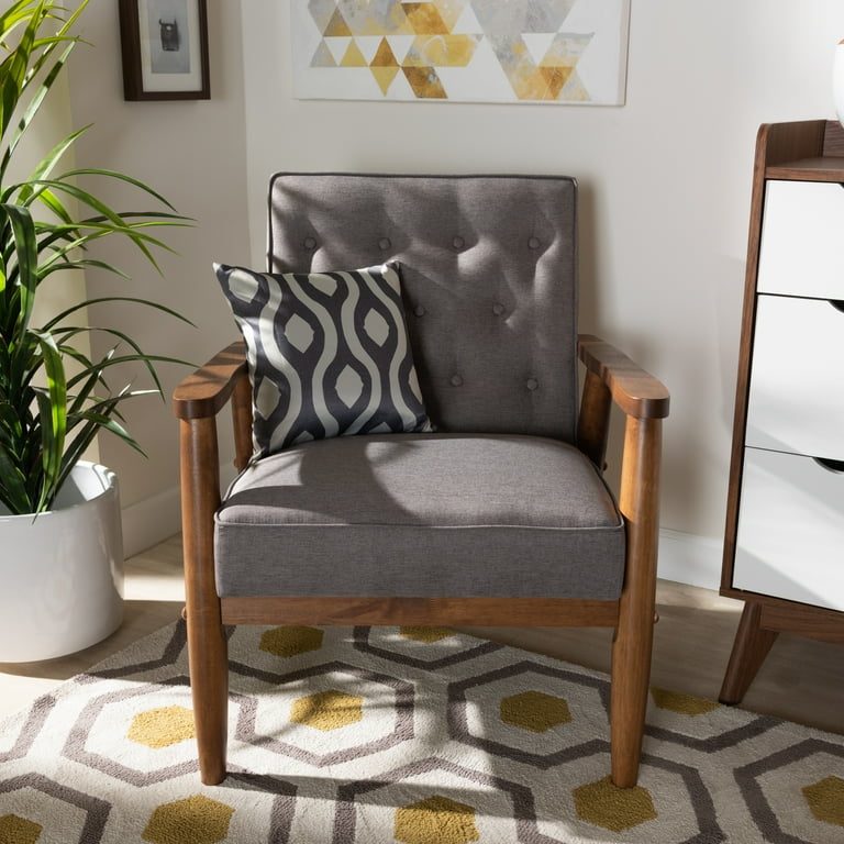 Free Shipping! White Label Mid-Century Grey Fabric