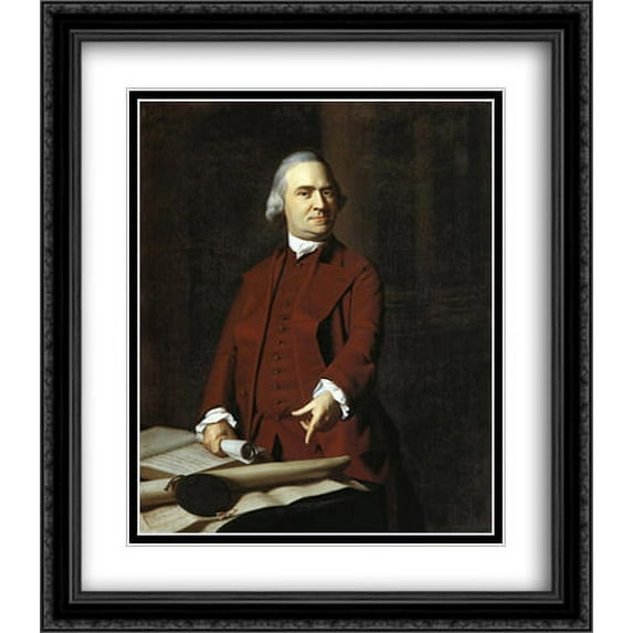 Samuel Adams 2x Matted 28x32 Large Black Ornate Framed Art Print by John Singleton Copley