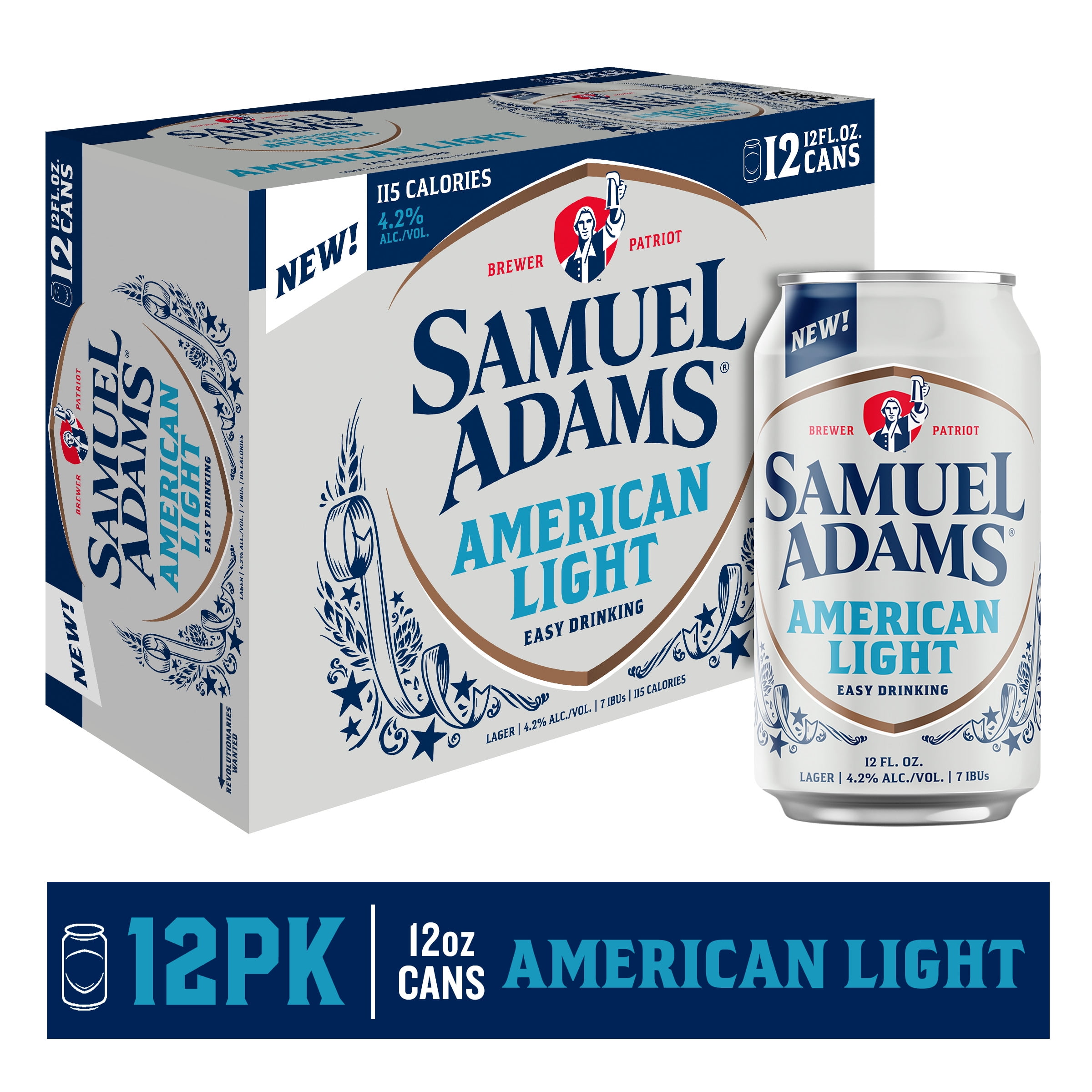 Samuel Adams American Light Lager, 12pk, 12 fl. oz. Aluminum Cans, 4.2% ABV