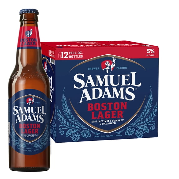 Samuel Adams Boston Lager Craft Beer, 12 pack, 12 fl oz Glass Bottles, 5% ABV