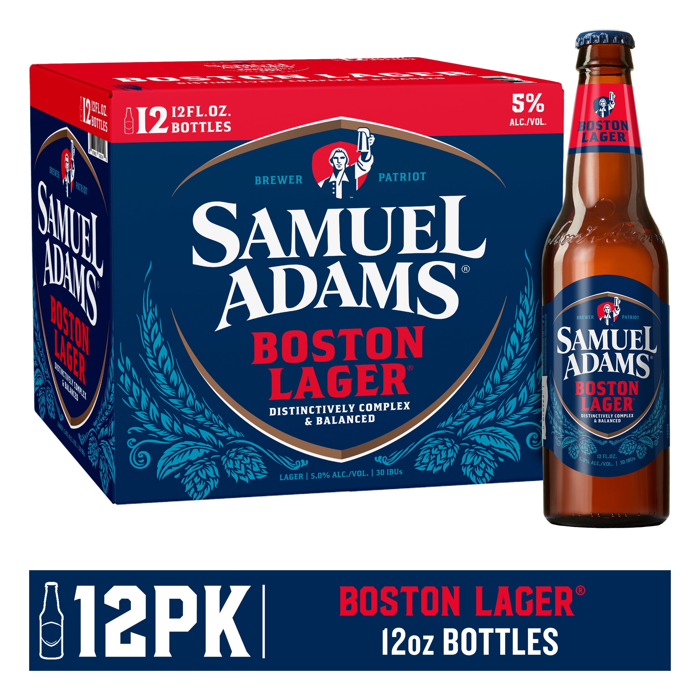 Samuel Adams Boston Lager Craft Beer, 12 Pack, 12 fl oz Glass Bottles, 5% ABV