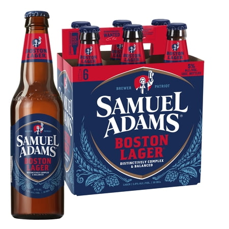 Samuel Adams Boston Lager Craft Beer, 6 Pack, 12 fl oz Glass Bottles, 5% ABV
