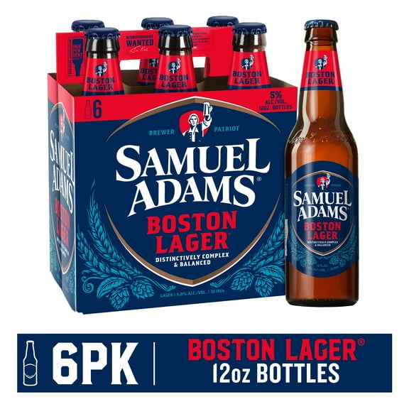 Samuel Adams Boston Lager Craft Beer, 6 pack, 12 fl oz Glass Bottles, 5% ABV