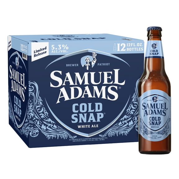 Samuel Adams Cold Snap White Ale Seasonal Craft Beer, 12 pack, 12 fl. oz. Glass Bottles, 5.3% ABV