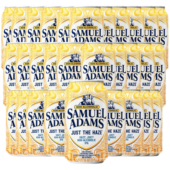Samuel Adams Just the Haze Non-Alcoholic Hazy IPA Brew - Dealcoholized Sam Adams Craft Beer - 12oz Cans - Sabro, Citra, Mosaic, Cascade Hops