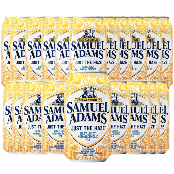 Samuel Adams Just the Haze Non-Alcoholic Hazy IPA Brew - Dealcoholized Sam Adams Craft Beer - 12oz Cans - Sabro, Citra, Mosaic, Cascade Hops