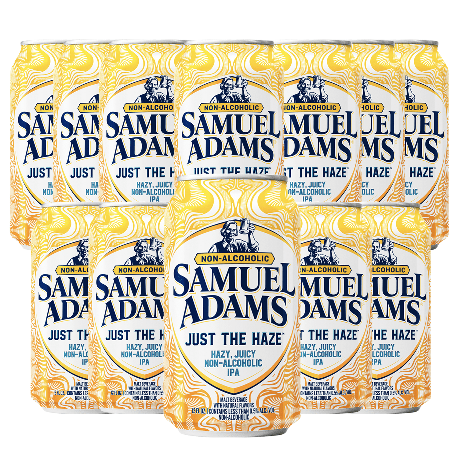 Samuel Adams Just the Haze Non-Alcoholic Hazy IPA Brew - Dealcoholized Sam Adams Craft Beer - 12oz Cans - Sabro, Citra, Mosaic, Cascade Hops