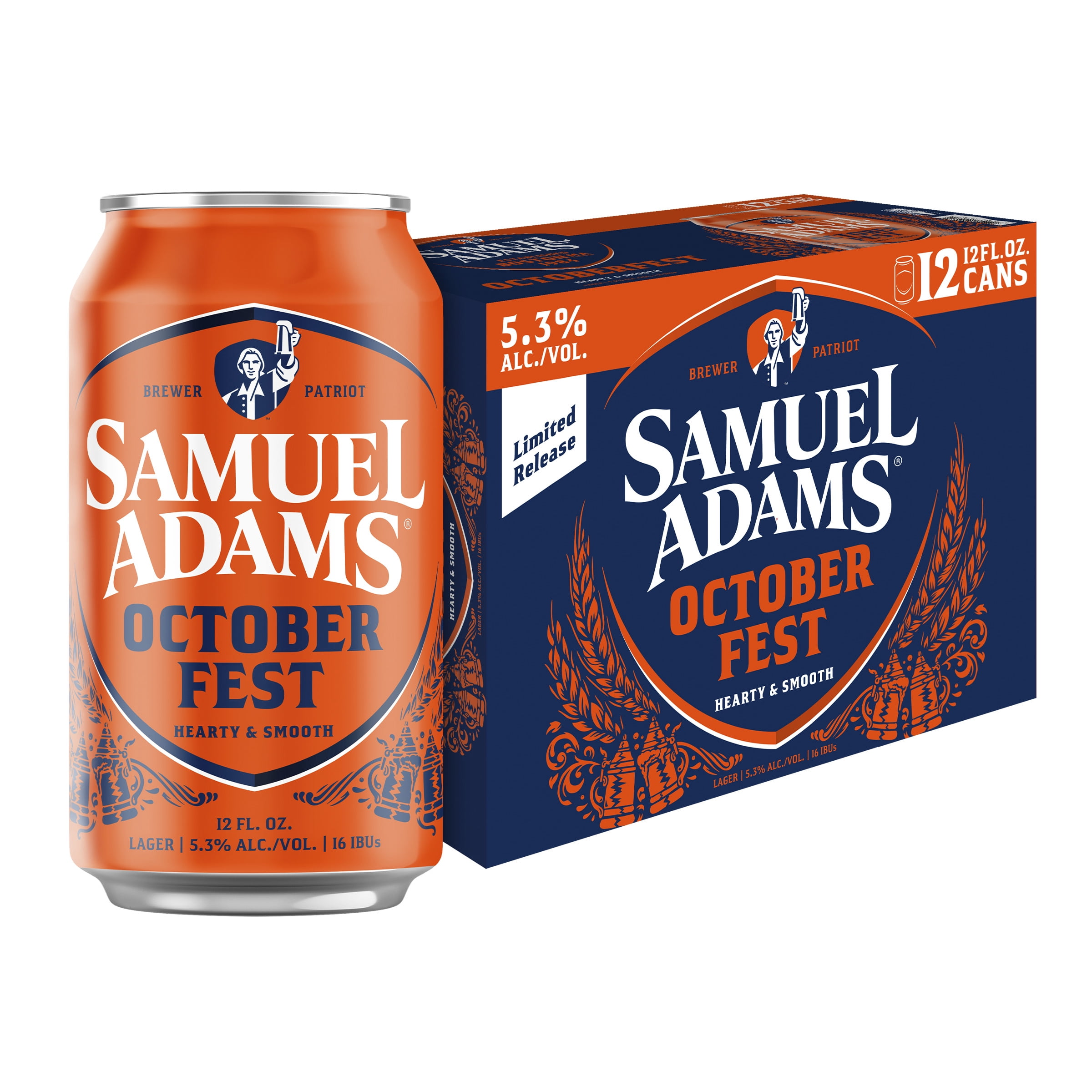 Samuel Adams Octoberfest Seasonal Craft Beer, 12 pack, 12 fl oz Aluminum Cans, 5.3% ABV