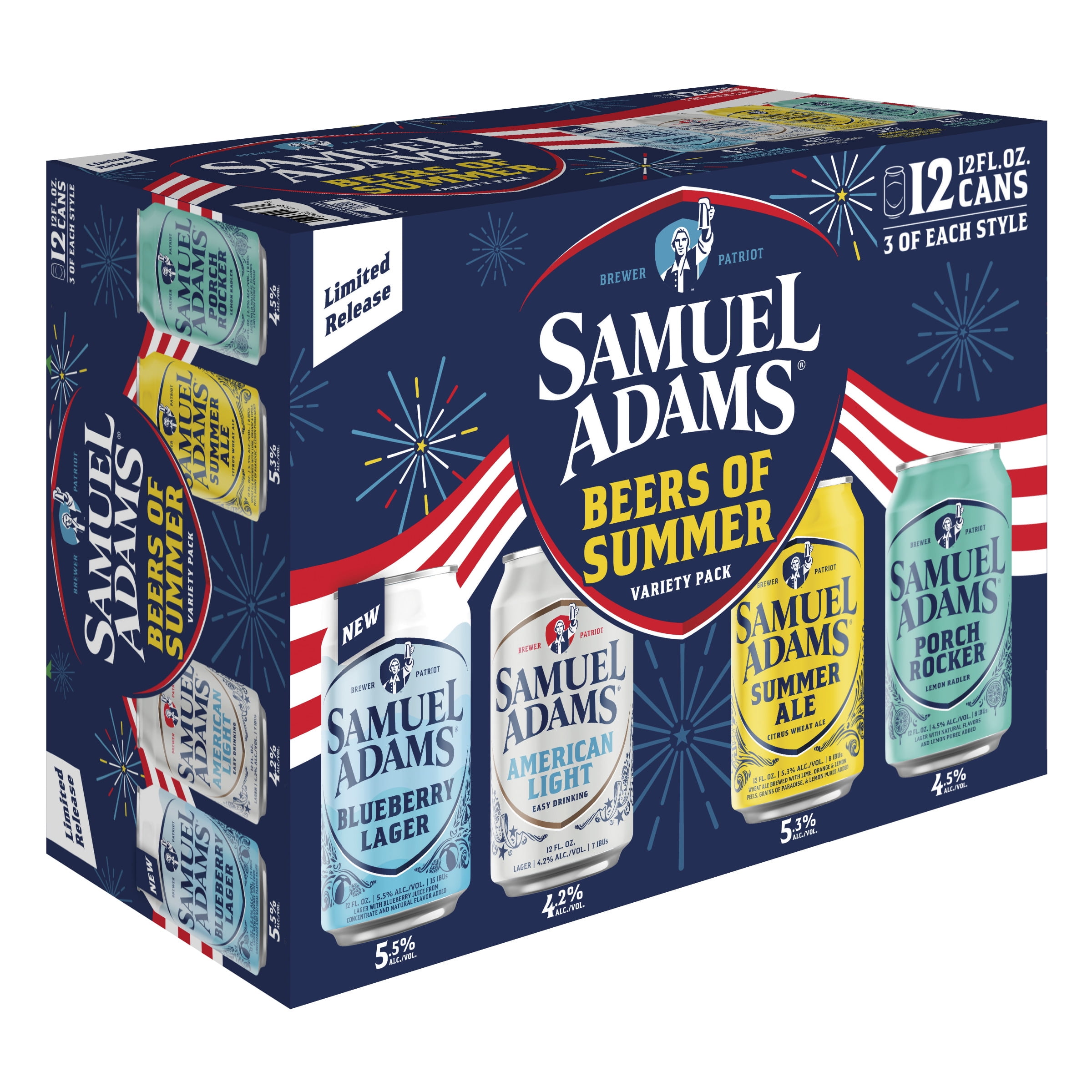 Samuel Adams Beers of Summer Variety Craft Beer, 12 Pack, 12 fl. oz. Aluminum Cans, 4.2%-5.5% ABV