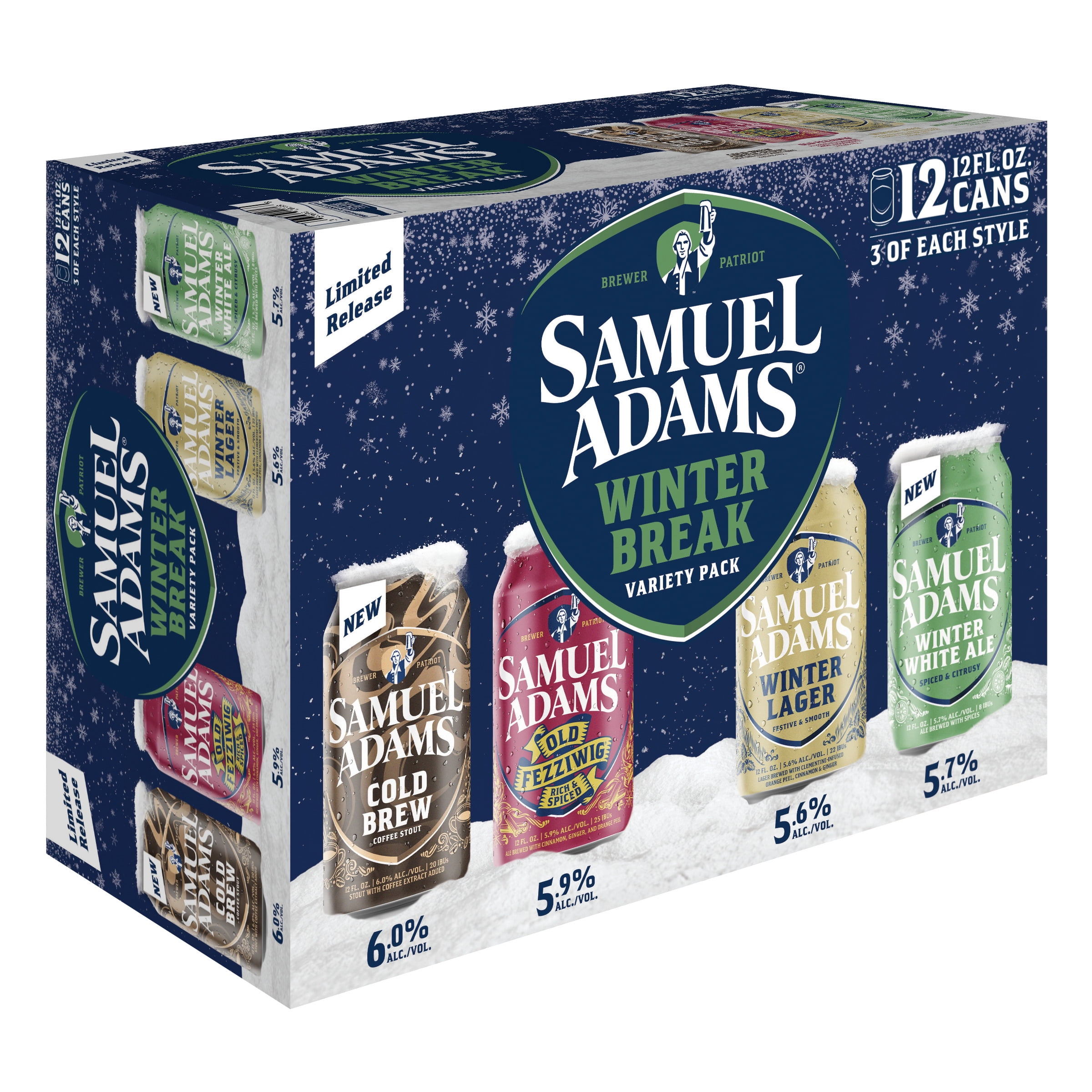 Samuel Adams Winter Break Seasonal Variety Craft Beer, 12 Pack, 12
