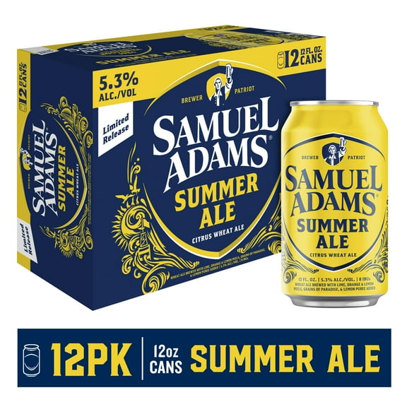 Samuel Adams Summer Ale Seasonal Craft Beer, 12 pack, 12 fl oz Aluminum Cans, 5.3% ABV