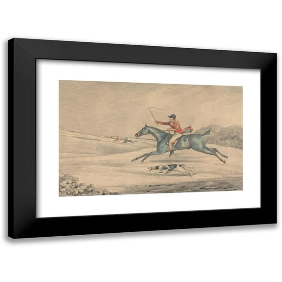 Samuel Alken 18x13 Black Modern Framed Museum Art Print Titled - Whipper-In with a Hound, the Field Ahead at Left