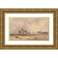 thumbnail image 1 of Samuel Austin 14x10 Gold Ornate Wood Frame and Double Matted Museum Art Print Titled - The Beach at Ostend, 1 of 4