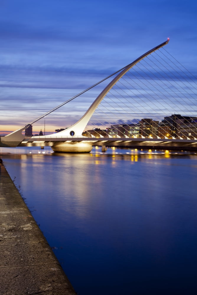 Samuel Beckett Bridge at dusk Liffey River Dublin Leinster Province Republic of Ireland Canvas Art - Panoramic Images (27 x 9)