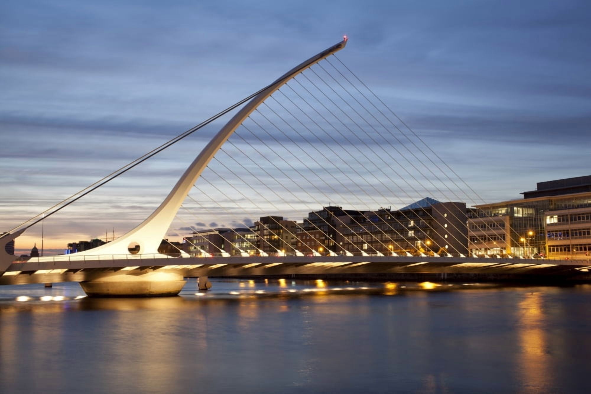 Samuel Beckett Bridge at dusk Liffey River Dublin Leinster Province Republic of Ireland Canvas Art - Panoramic Images (36 x 12)
