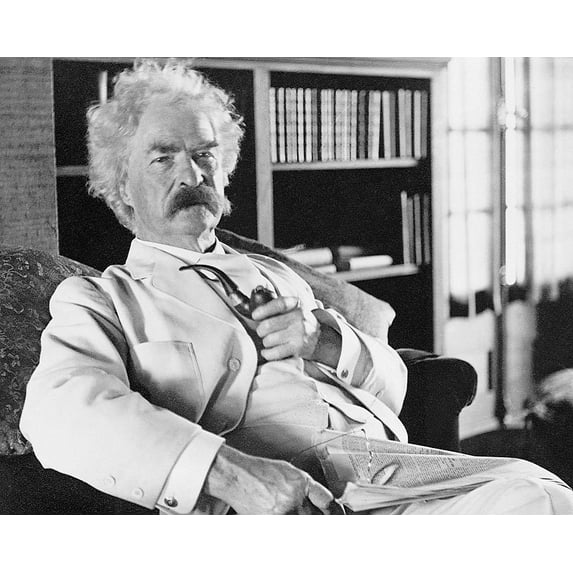 Samuel Clemens aka Mark Twain Portrait - 20x30 Inch Laminated Aviation Poster - Stunning Detail and Bold Colors
