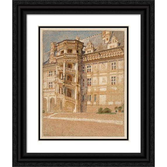 Samuel Colman 15x18 Black Ornate Wood Framed Double Matted Museum Art Print Titled - Chateau De Blois (circa 1875)
