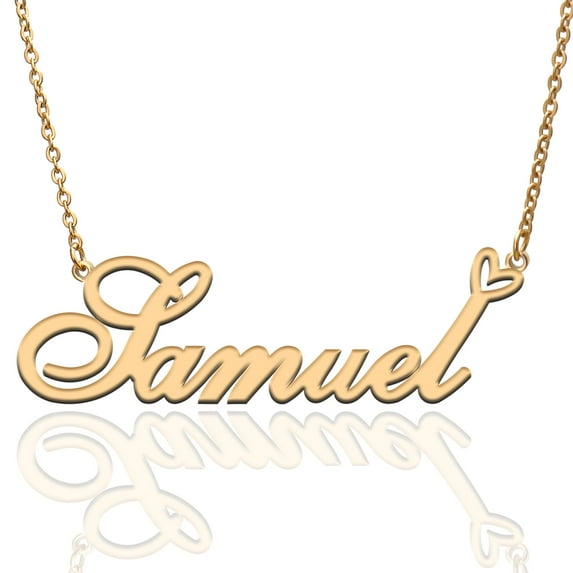 Samuel Custom Name Necklace Customized Personalized Plated Name Necklace for Mother Daughter Friendship Women Valentine's Day Christmas Birthday New Year Gold