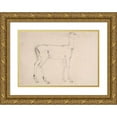 thumbnail image 1 of Samuel Daniell 24x18 Gold Ornate Framed and Double Matted Museum Art Print Titled - Study of a Standing Deer (ca. 1802), 1 of 4