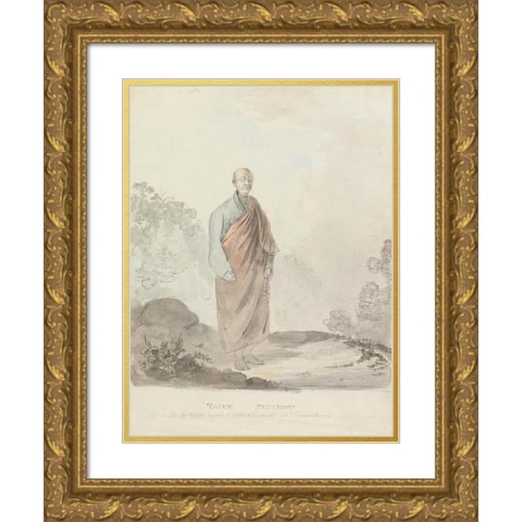 Samuel Davis 11x14 Gold Ornate Wood Frame and Double Matted Museum Art Print Titled - Tasee Punchou (Tashi Phuntso) (1783)