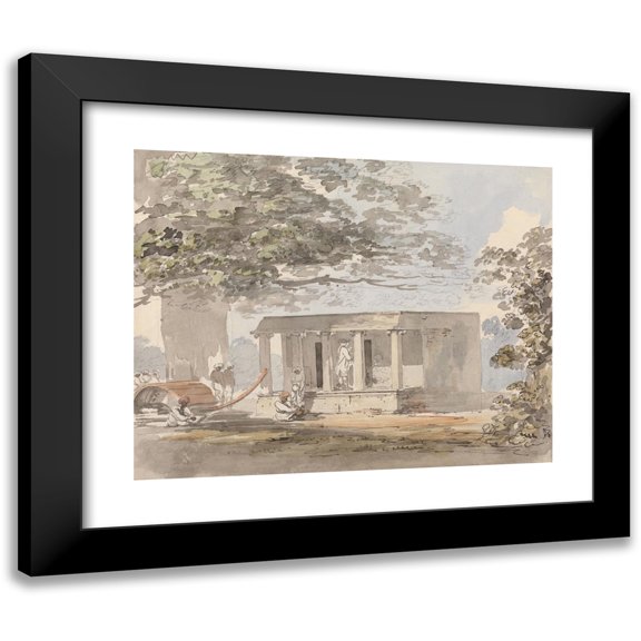 Samuel Davis 14x12 Black Modern Framed Museum Art Print Titled - A European Gentleman Entering a Bungalow in India