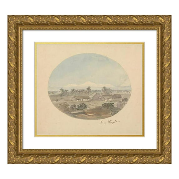 Samuel Davis 14x12 Gold Ornate Wood Frame and Double Matted Museum Art Print Titled - From Rungpore (Rangpur) (ca. 1783)