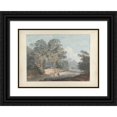 thumbnail image 1 of Samuel Davis 18x14 Black Ornate Wood Framed Double Matted Museum Art Print Titled - Rocky River Scene with Sepoys, 1 of 5