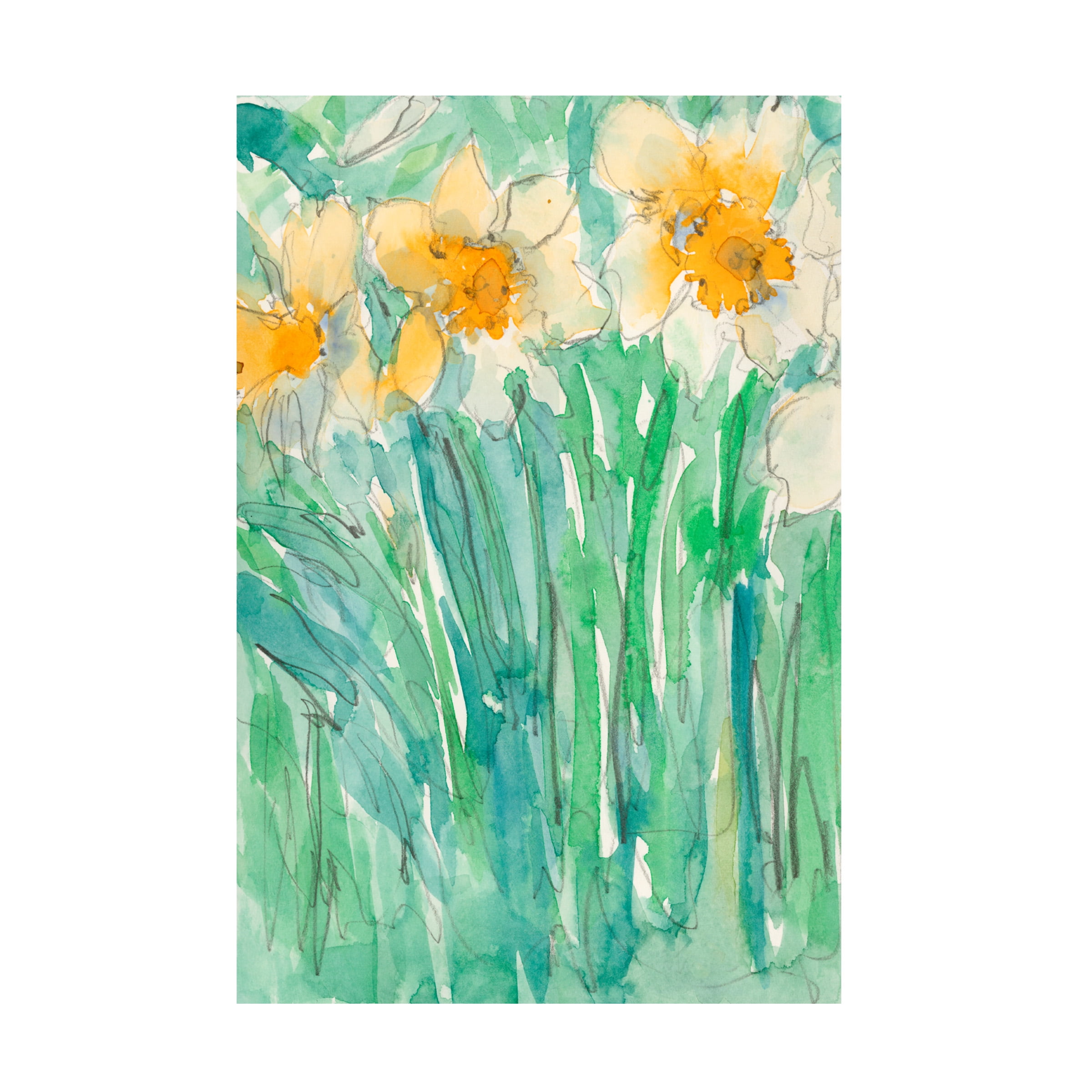 Samuel Dixon Daffodils Stems I Canvas Art in Blue and Yellow