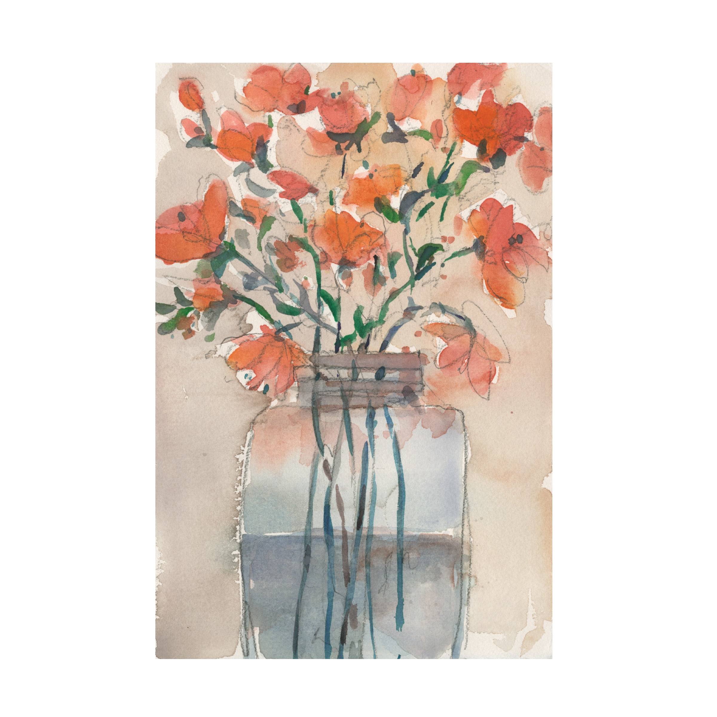Samuel Dixon Floral Bouquet in Jar Canvas Art 12x19