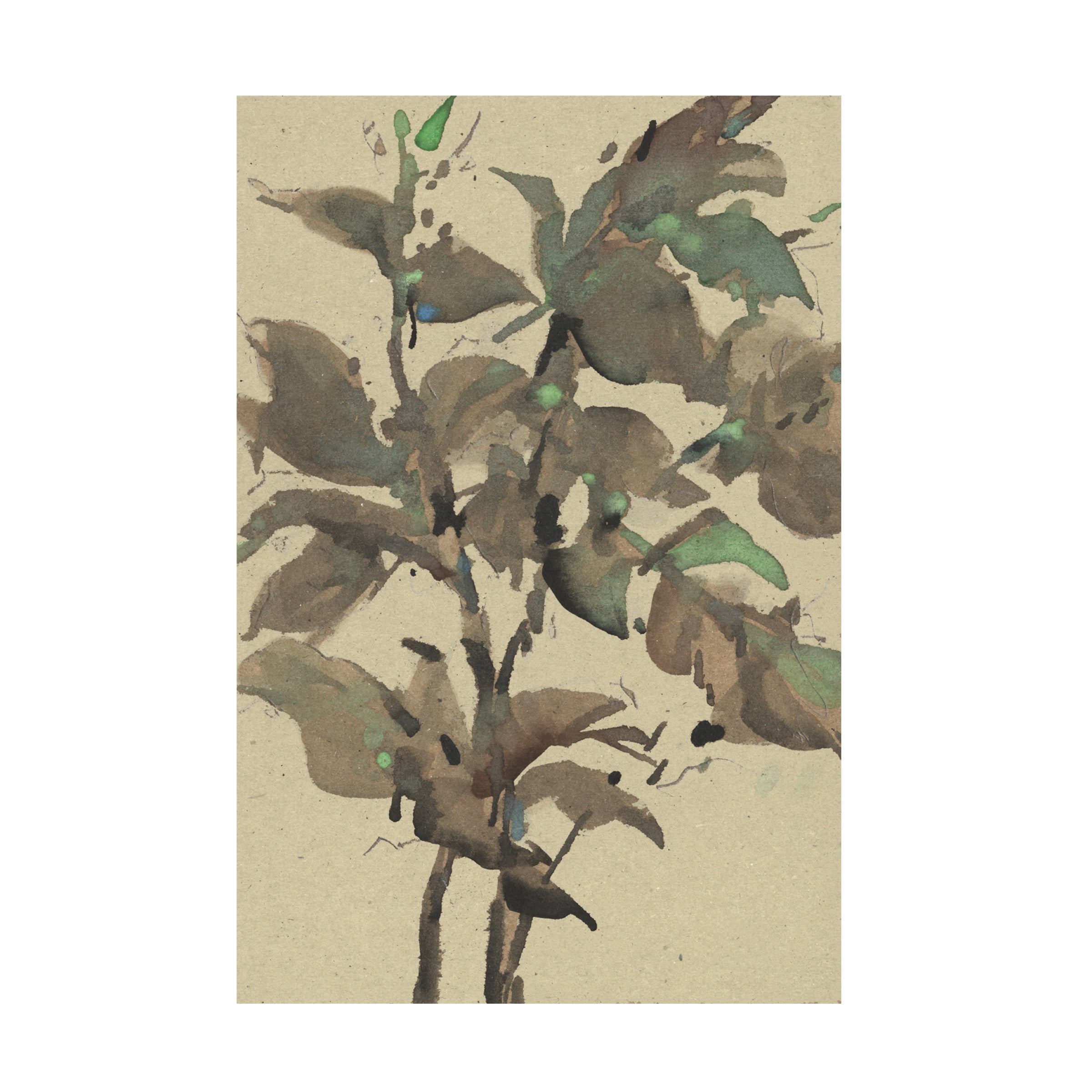 Samuel Dixon 'Leaves On Taupe I' Canvas Art