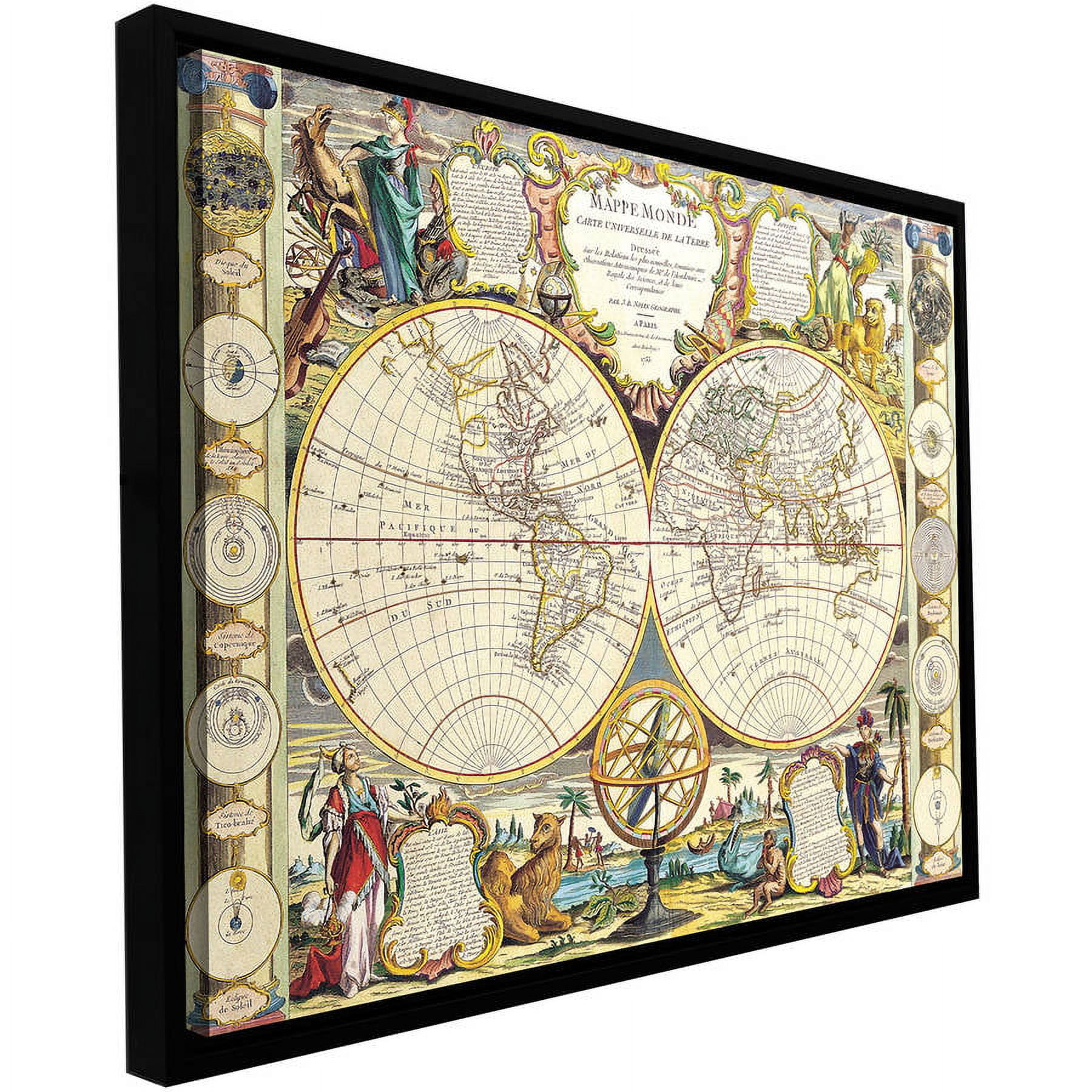 Samuel Dunn "Mappe-Monde Carte Universelle De La Terre Dressee" Floater-Framed Gallery-Wrapp