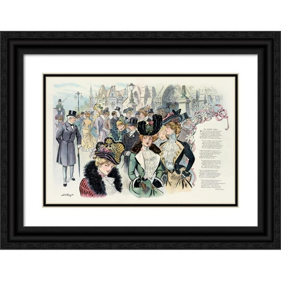 Samuel Ehrhart 14x11 Black Ornate Wood Framed Double Matted Museum Art Print Titled: The Easter Girls (1902)