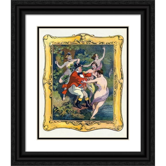 Samuel Ehrhart 20x24 Black Ornate Framed Double Matted Museum Art Print Titled: Come on In, John! the Water's Fine! (1913)