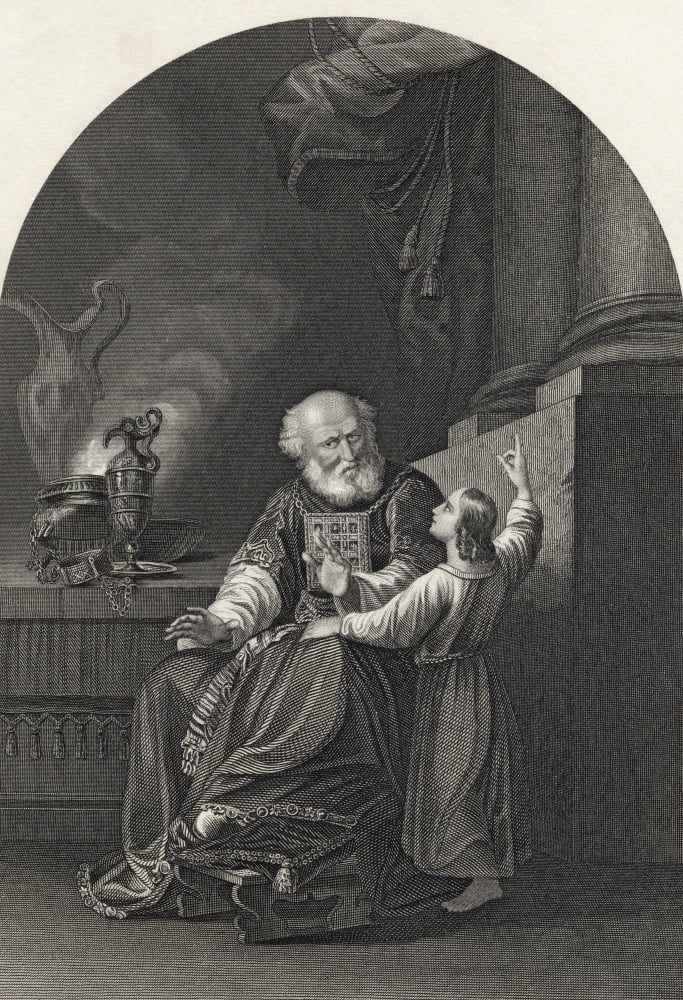 Samuel And Eli Engraved By S Allen After J S Copley From The National Illustrated Family Bible Published C1870 Canvas Art - Ken Welsh Design Pics (12 x 17)