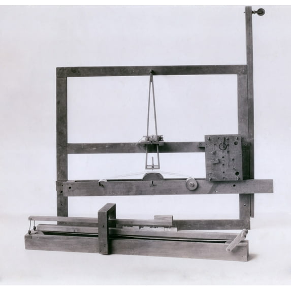 Samuel F.B. Morse'S First Demonstration Model Of His Telegraph Was Made With Wooden Canvas Stretchers In 1837. The Transmitter Is In The Lower Foreground And Would Evolve Into The Telegraphic Key. The