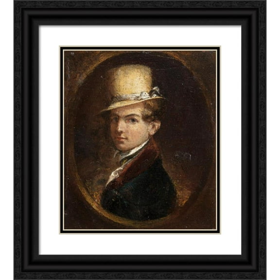 Samuel Finley Breese Morse 20x23 Black Ornate Framed Double Matted Museum Art Print Titled: Portrait of a Man in a Top Hat (1840)