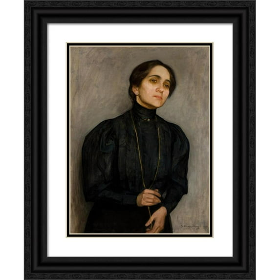 Samuel Hirszenberg 14x18 Black Ornate Wood Framed Double Matted Museum Art Print Titled - Portrait of Maria Feldman (1907)