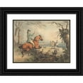 thumbnail image 1 of Samuel Howitt 14x11 Black Ornate Wood Framed Double Matted Museum Art Print Titled: Coursing; the Kill (1794), 1 of 5