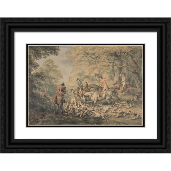 Samuel Howitt 14x11 Black Ornate Wood Framed Double Matted Museum Art Print Titled: The Kill (1792)