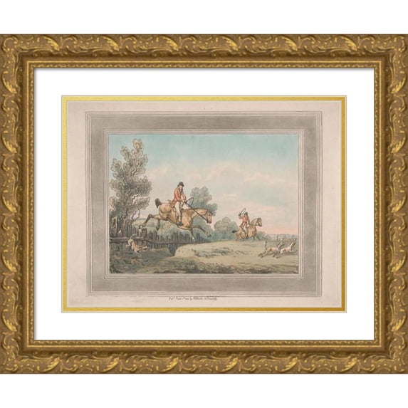 Samuel Howitt 14x11 Gold Ornate Wood Frame and Double Matted Museum Art Print Titled - Full Cry (1802)