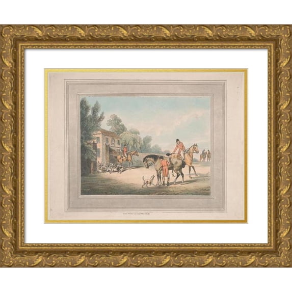 Samuel Howitt 24x18 Gold Ornate Framed and Double Matted Museum Art Print Titled - Going Out of Kennel (1802)