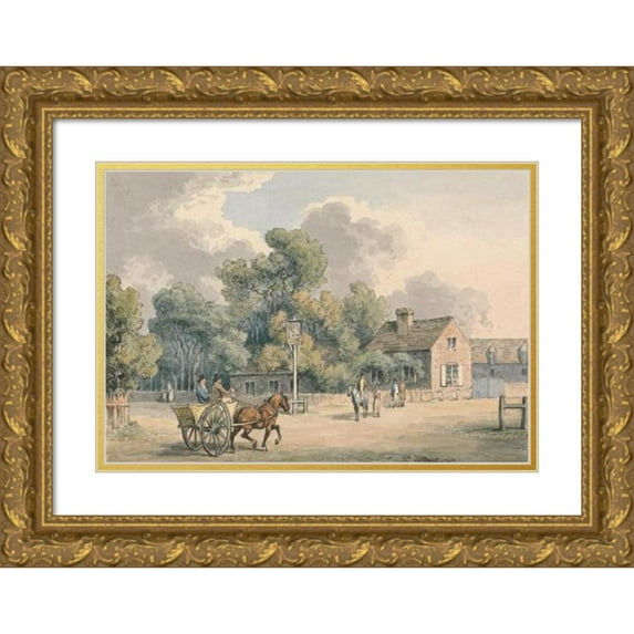 Samuel Howitt 24x18 Gold Ornate Framed and Double Matted Museum Art Print Titled - The Village Inn (1798)