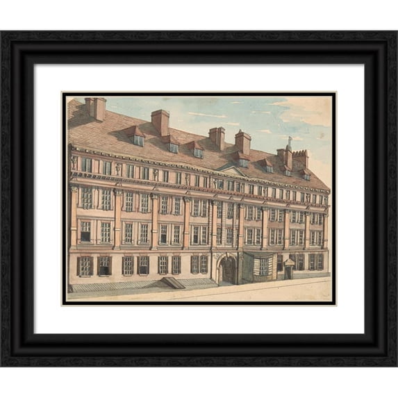 Samuel Ireland 24x19 Black Ornate Framed Double Matted Museum Art Print Titled: Furnival's Inn (Between 1794 and 1800)