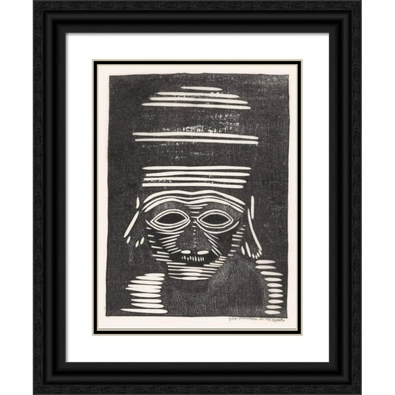 Samuel Jessurun de Mesquita 12x14 Black Ornate Wood Framed Double Matted Museum Art Print Titled: Fantasy; Head (1930)