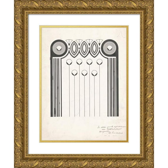 Samuel Jessurun de Mesquita 12x14 Gold Ornate Wood Frame and Double Matted Museum Art Print Titled - Ornamental Book Printing Stamp for a Book Band (1878)