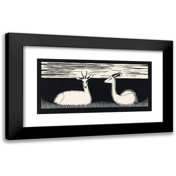 Samuel Jessurun de Mesquita 18x11 Black Modern Framed Museum Art Print Titled - Two Gazellen (1926)