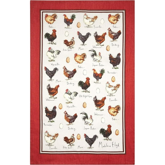 Samuel Lamont Chicken Egg Cotton Tea Towel Adorable Farmyard Inspired Design Practical and Stylish Features Variety of Chicken Breed 6.69" x 13"