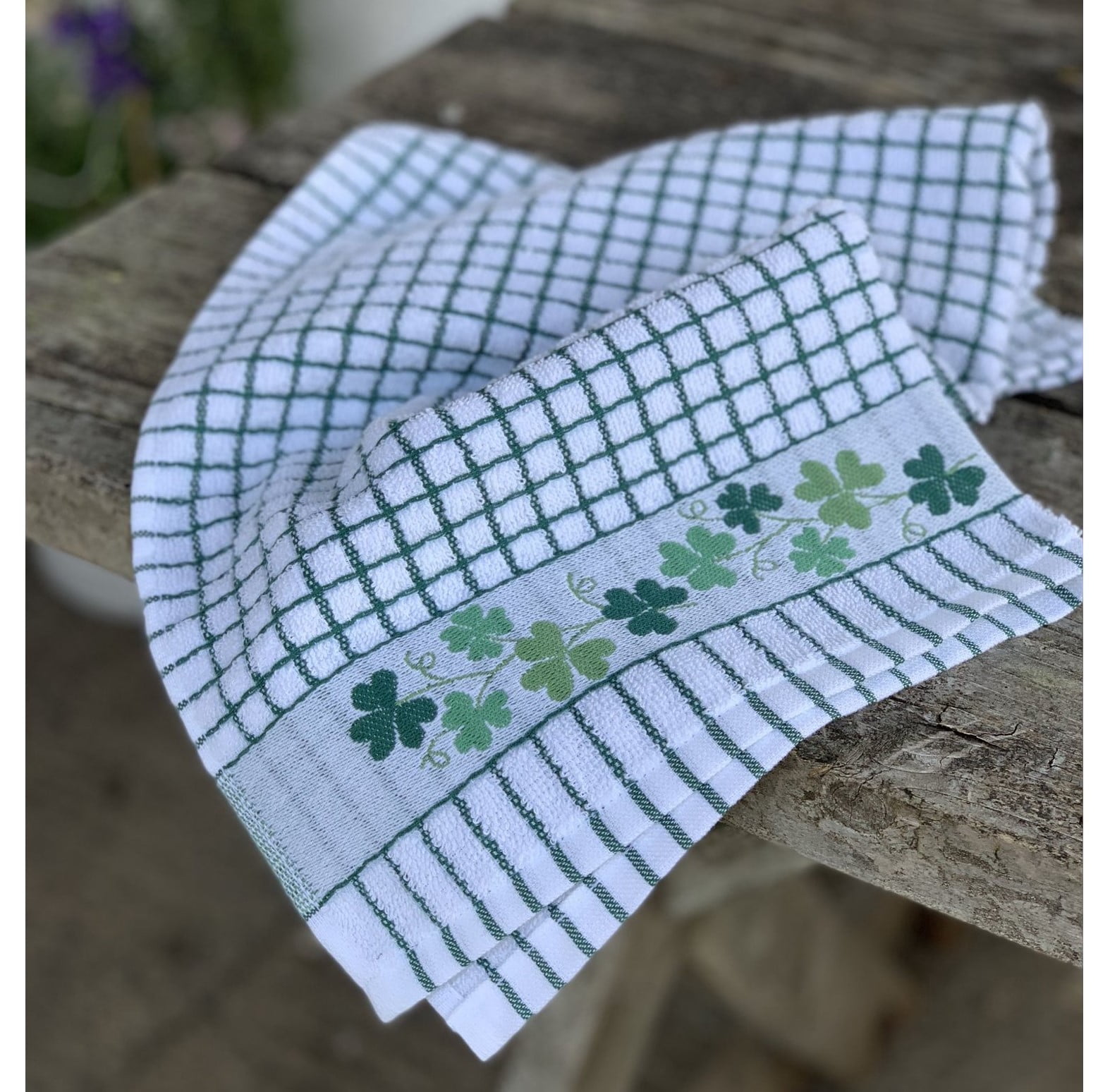 Samuel Lamont Poli-Dri 3-Piece Kitchen Tea Towel Set Shamrock 100% Cotton Ultra Absorbent