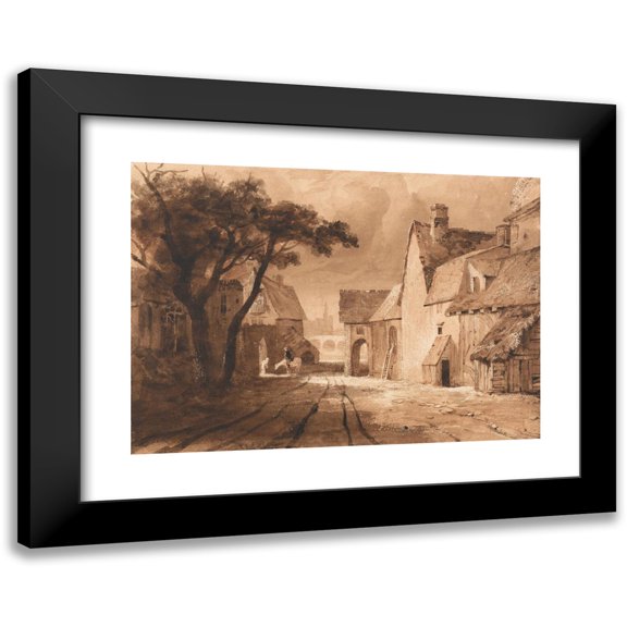 Samuel Palmer 24x18 Black Modern Framed Museum Art Print Titled - Study of Old Buildings